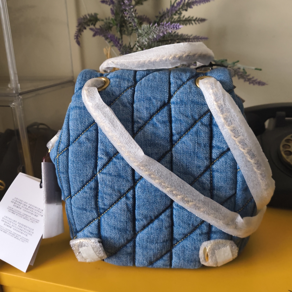 Coach Quilted Denim Tabby Backpack With Gold Hardware- NWT - Box + Dustbag Incl. - Picture 4 of 8